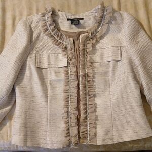 Willi Smith Cream Ruffled Blazer